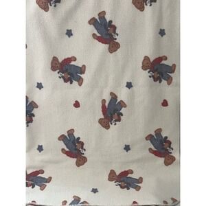 Vintage Dundee Blue Jean Teddy Fleece Blanket Bear Stars Hearts Made in USA